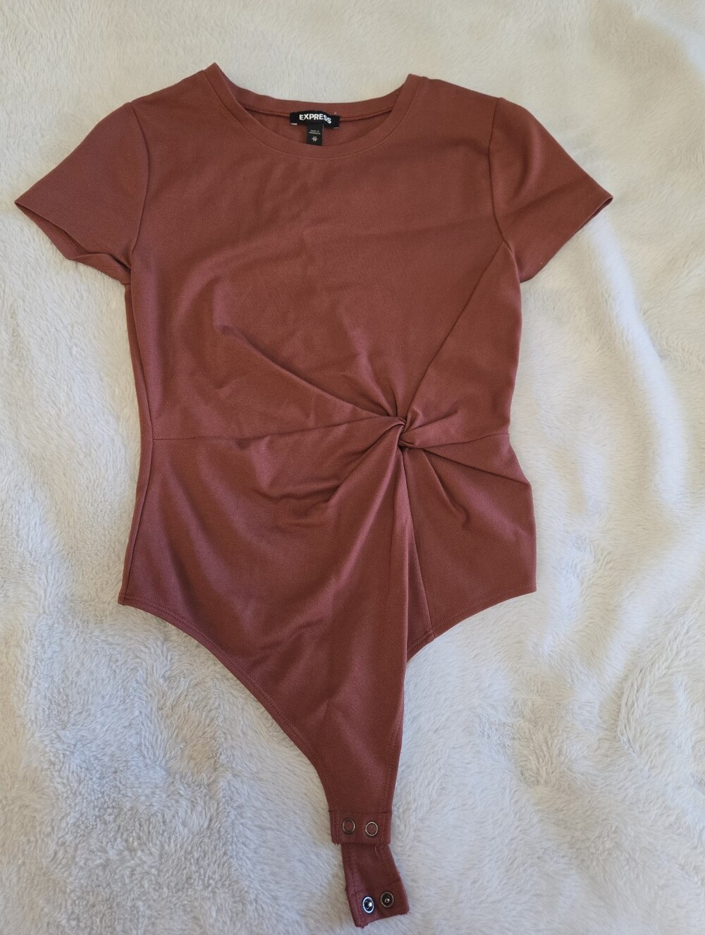 Express Women's Rust Twist-Front Bodysuit
